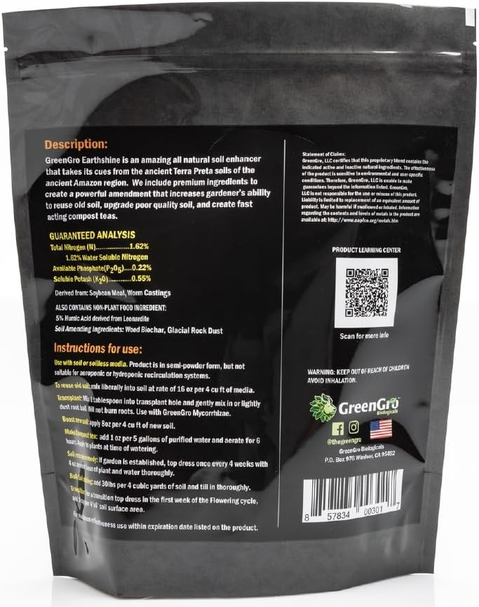 GreenGro Earthshine Biochar & Humic Acid Blend 2Lb