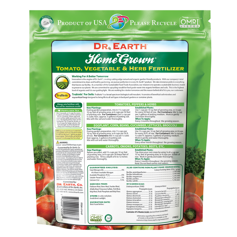 Dr. Earth Home Grown Organic and Natural Tomato Vegetable & Herb Fertilizer 1Lb