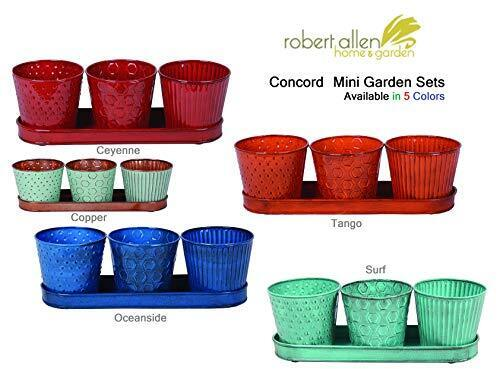 Robert Allen Concord Garden Flower Pot Set with Tray, 4-Inch, Oceanside